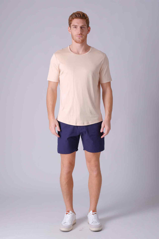 SPJ0399 - Finest US Supima Cotton Crew Neck Curve-Hem Short Sleeve T-Shirt - Natural