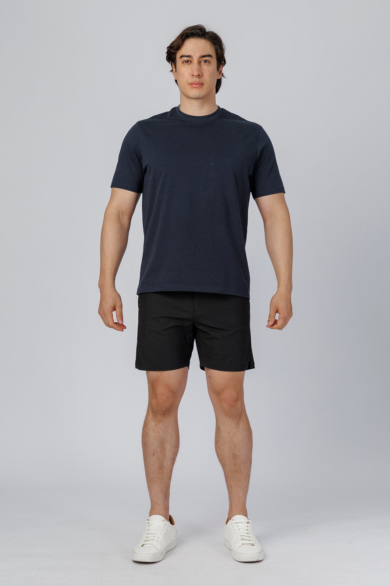 SPJ0399 - Finest US Supima Cotton Crew Neck Curve-Hem Short Sleeve T-Shirt - Navy