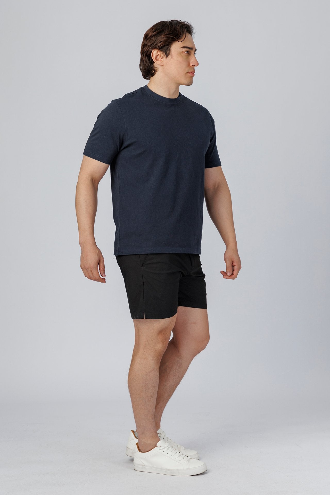 SPJ0399 - Finest US Supima Cotton Crew Neck Curve-Hem Short Sleeve T-Shirt - Navy