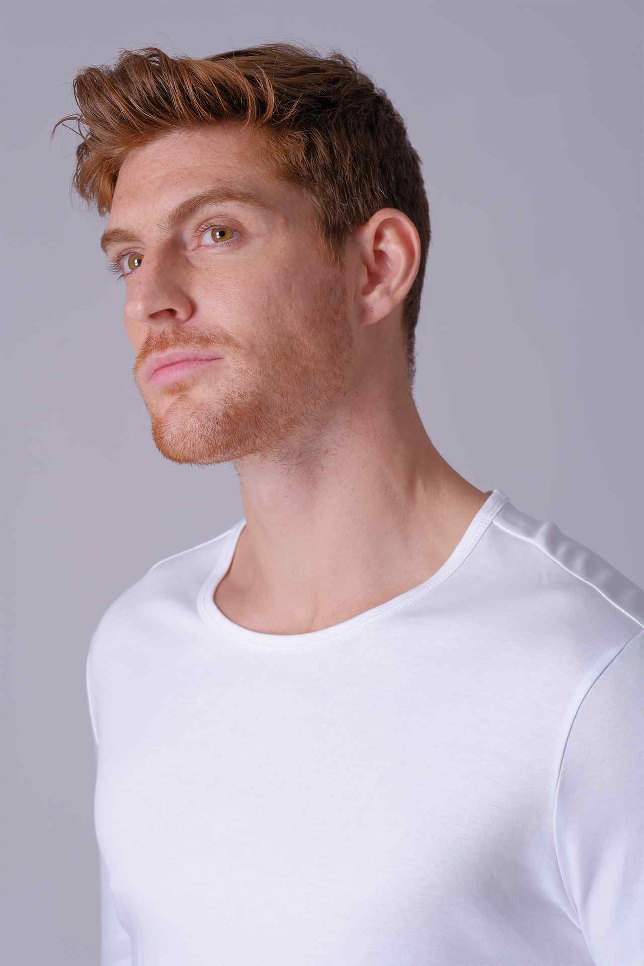 SPJ0400 - Finest US Supima Cotton Crew Curve-Hem Long Sleeve T-Shirt - White
