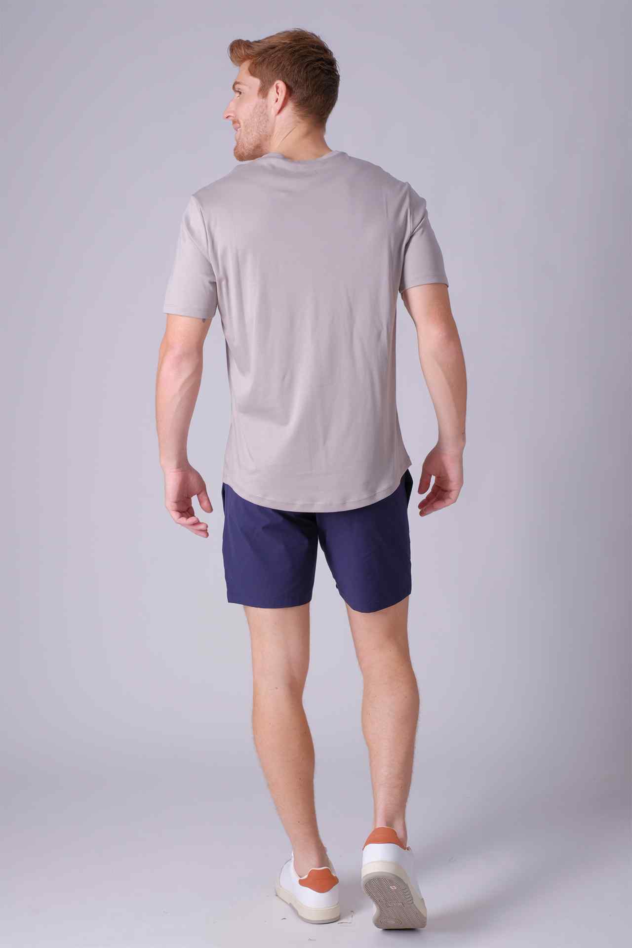 SPJ0401 - Finest US Supima Cotton V-Neck Curve-Hem Short Sleeve Tee - Grey