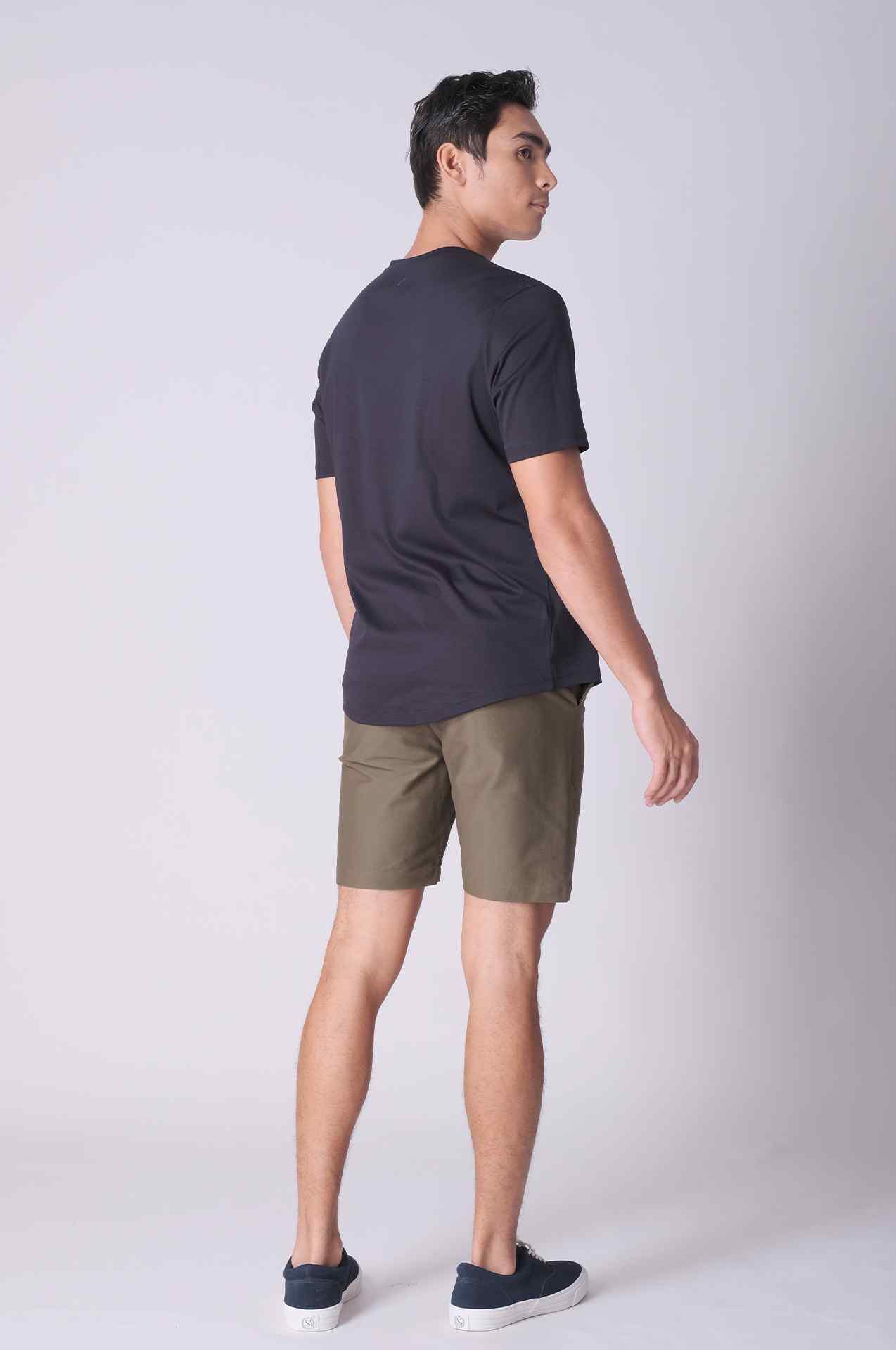 SPJ0401 - Finest US Supima Cotton V-Neck Curve-Hem Short Sleeve Tee - Black