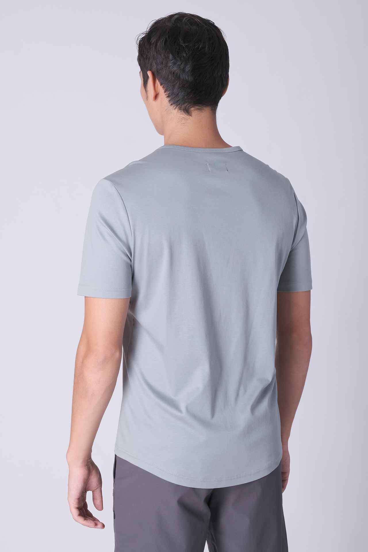 SPJ0402 - Finest US Supima Cotton Curve-Hem Short Sleeve Henley - Mid Grey