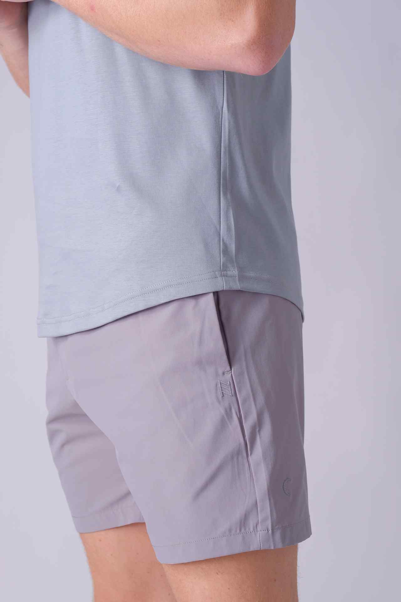SPJ0402 - Finest US Supima Cotton Curve-Hem Short Sleeve Henley - Space Grey