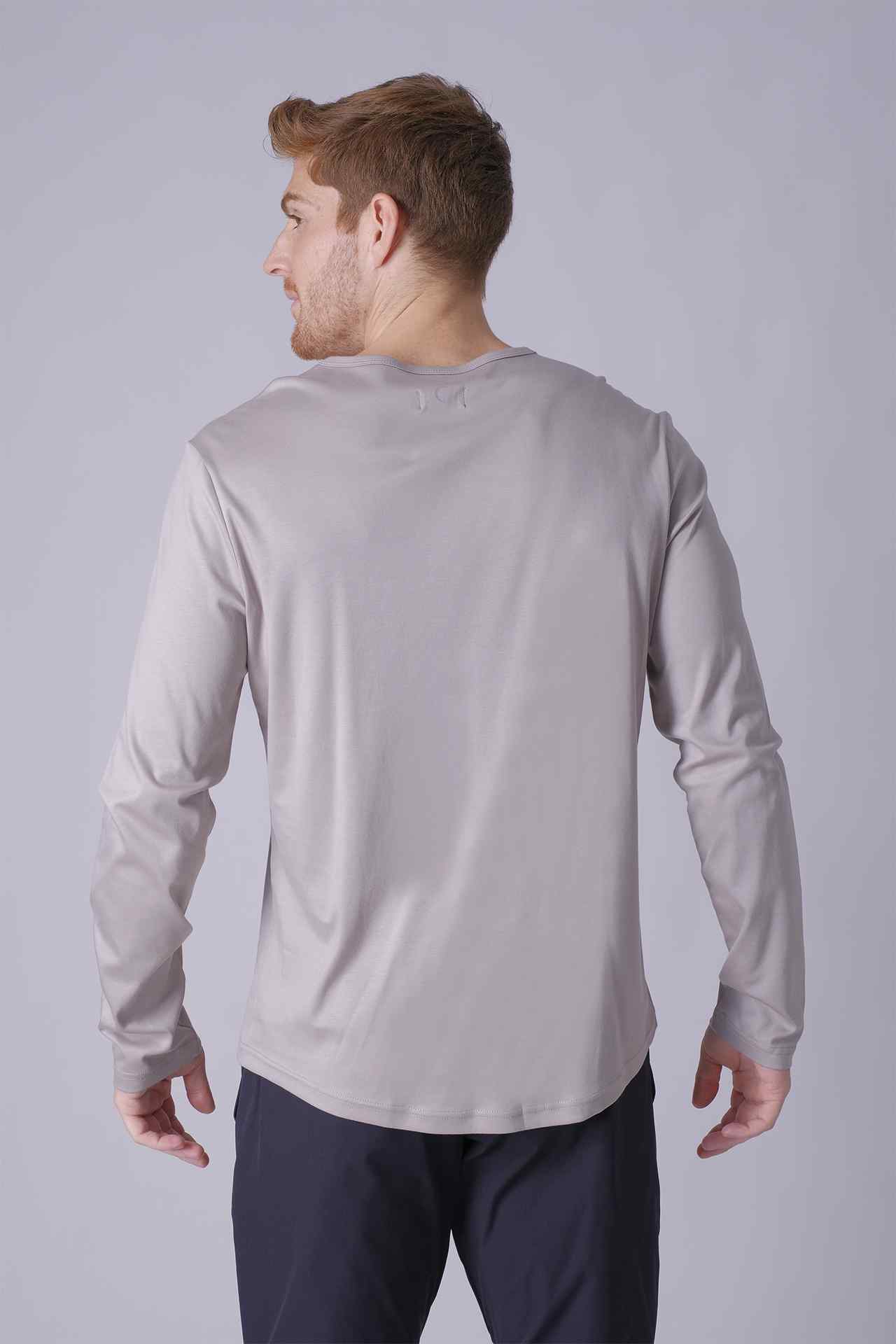 SPJ0403 - Finest US Supima Cotton Curve-Hem Long Sleeve Henley