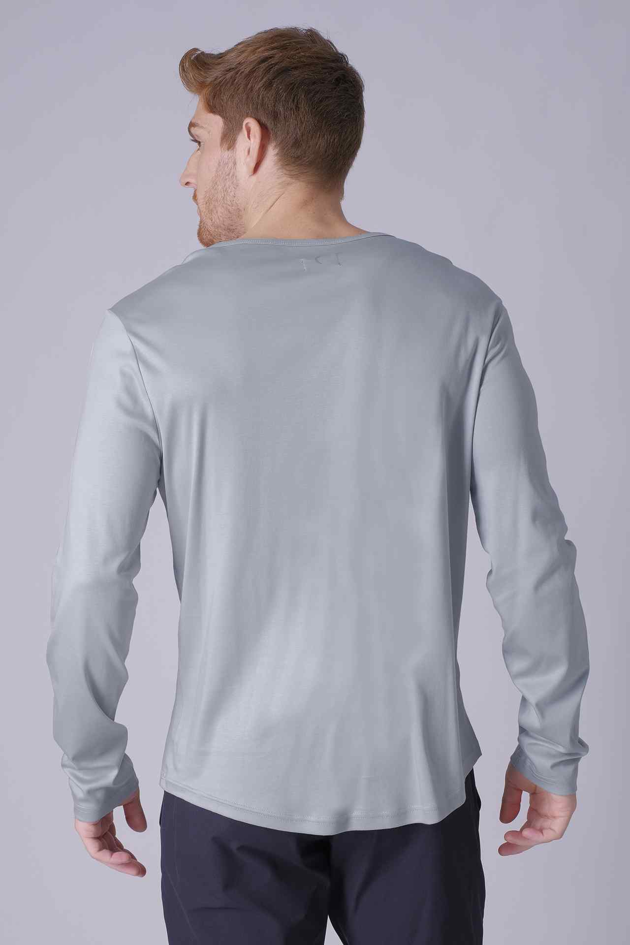 SPJ0403 - Finest US Supima Cotton Curve-Hem Long Sleeve Henley - Basalt