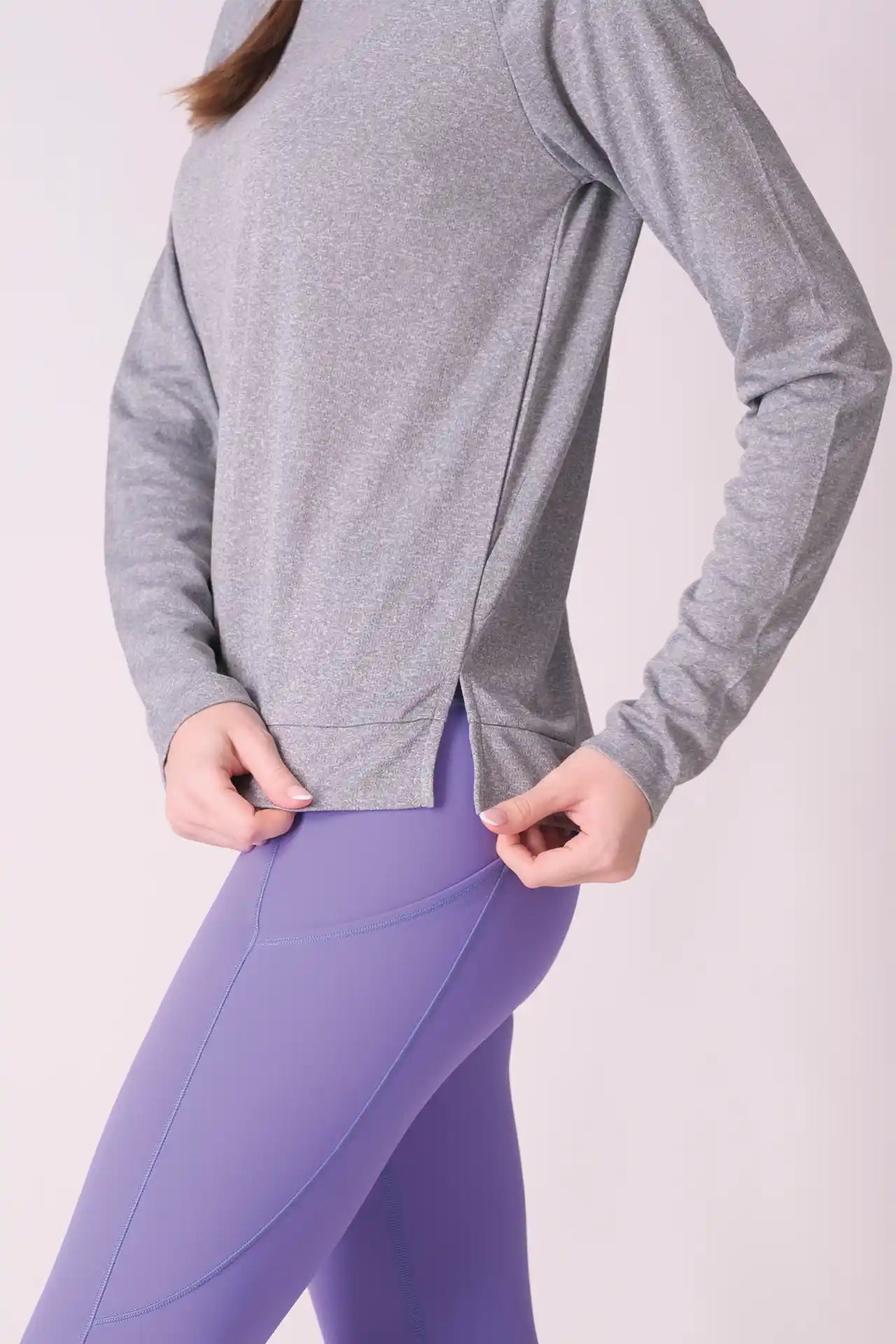 SPWJ0408 - Women's Ultra Soft Raglan Sleeve Stretch Running Shirt - Heather Grey