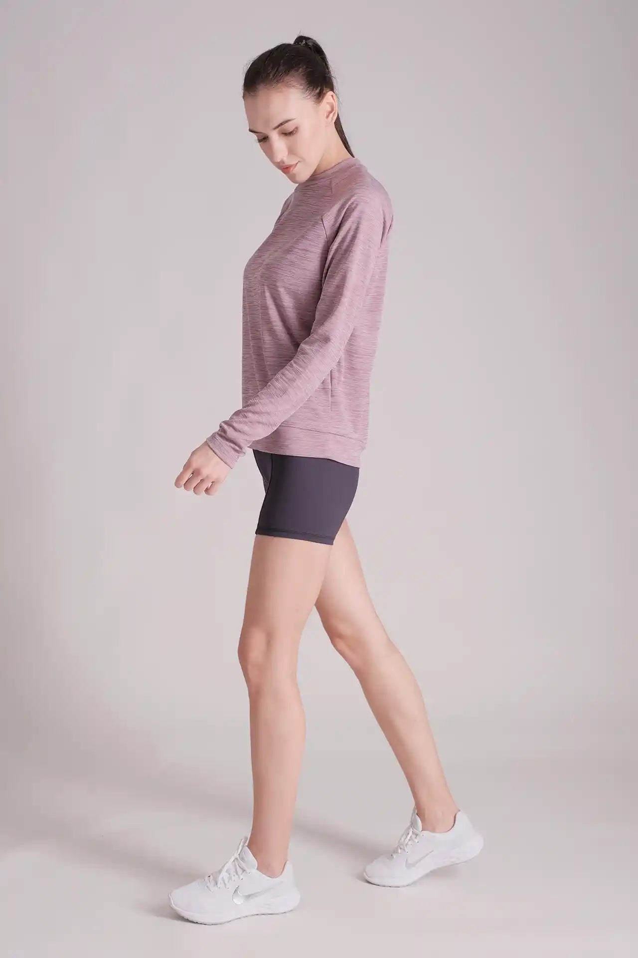 SPWJ0408 - Women's Raglan Sleeve Crewneck Top - Heather Purple