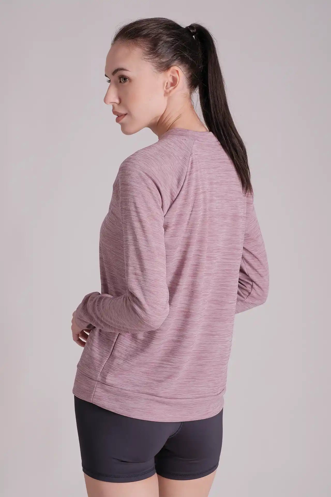 SPWJ0408 - Women's Raglan Sleeve Crewneck Top - Heather Purple