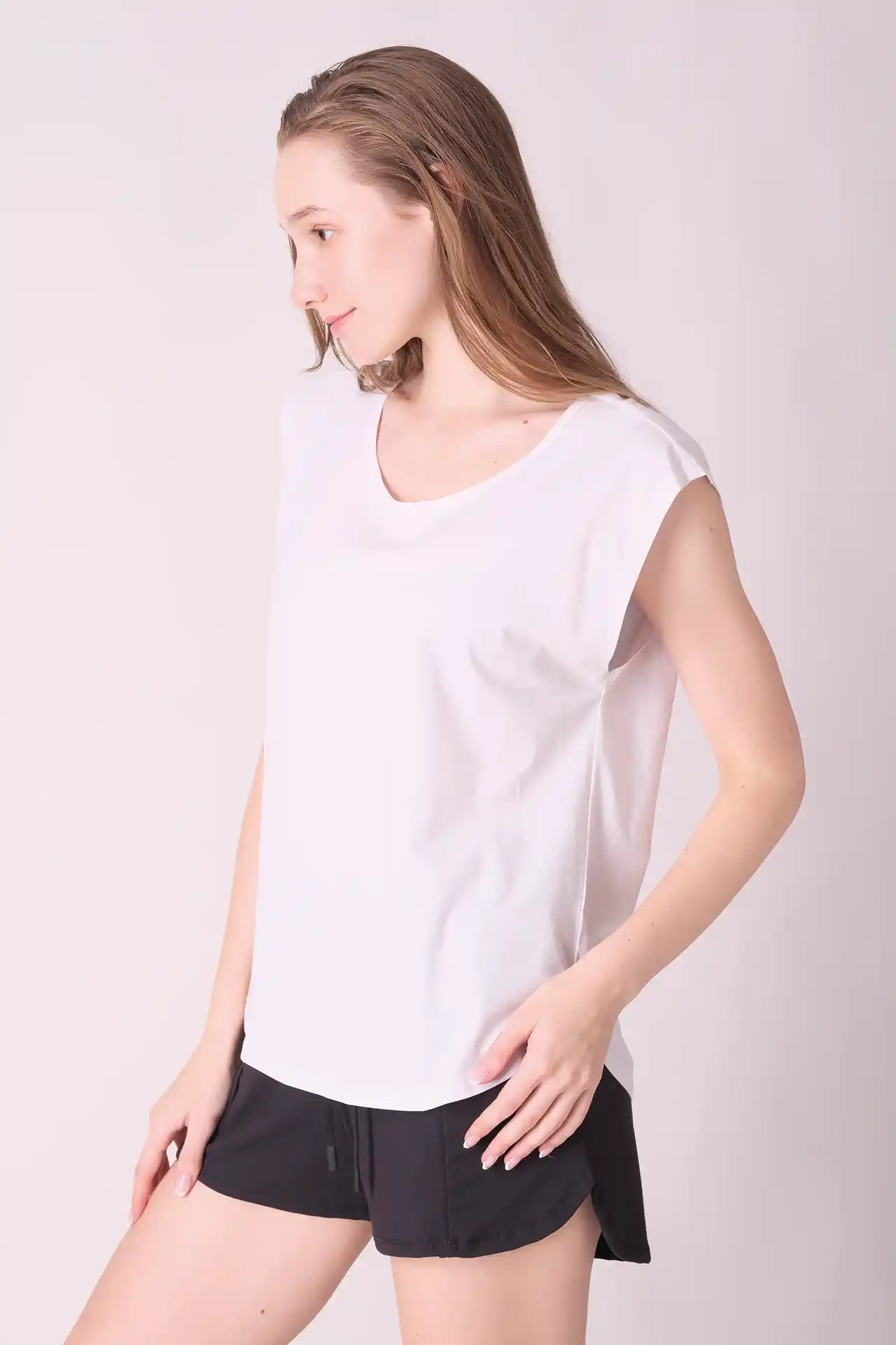 SPWJ0409 - Women's Scoop Neck Top - White