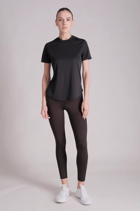 SPWJ0411 - Women's Ultra 4-Way Stretch Curved Seam Side Splits Training Tee - Black