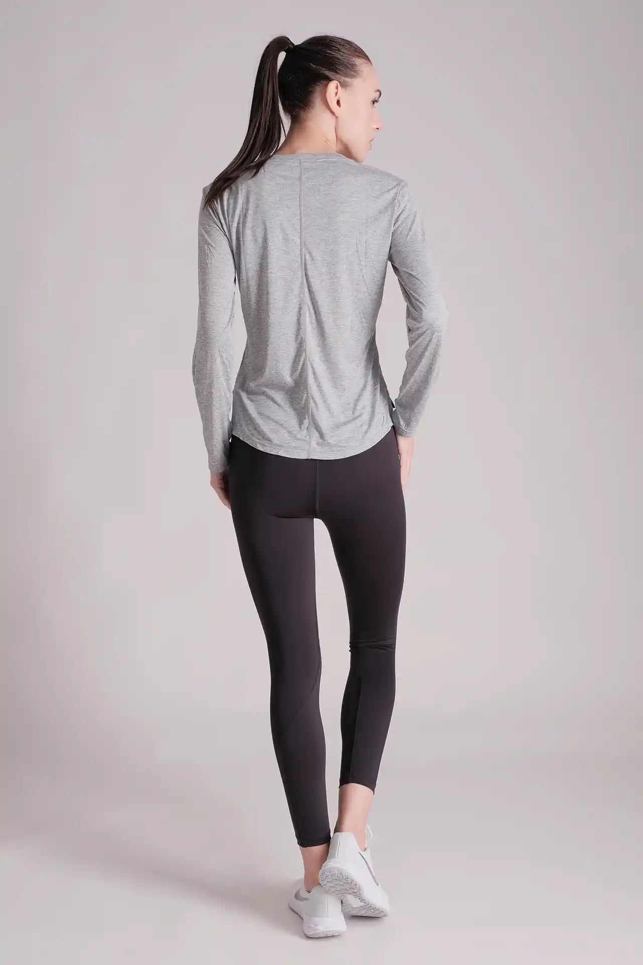 SPWJ0412 - Women's Lightweight Anti-UV Split Hem Long Sleeve Tee - Grey