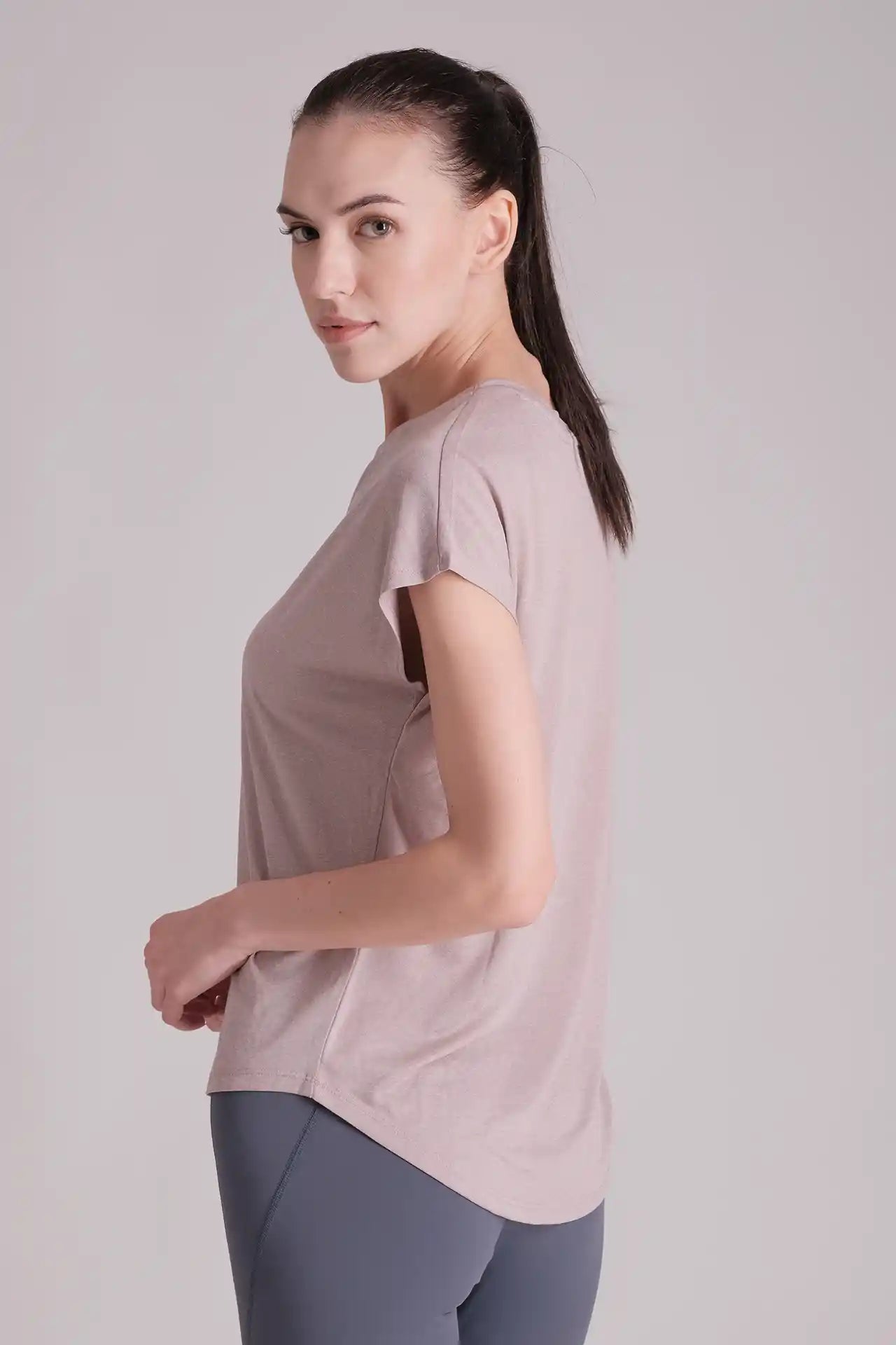 SPWJ0420 - Women's Crew Neck High-Low Training Tee - Purple