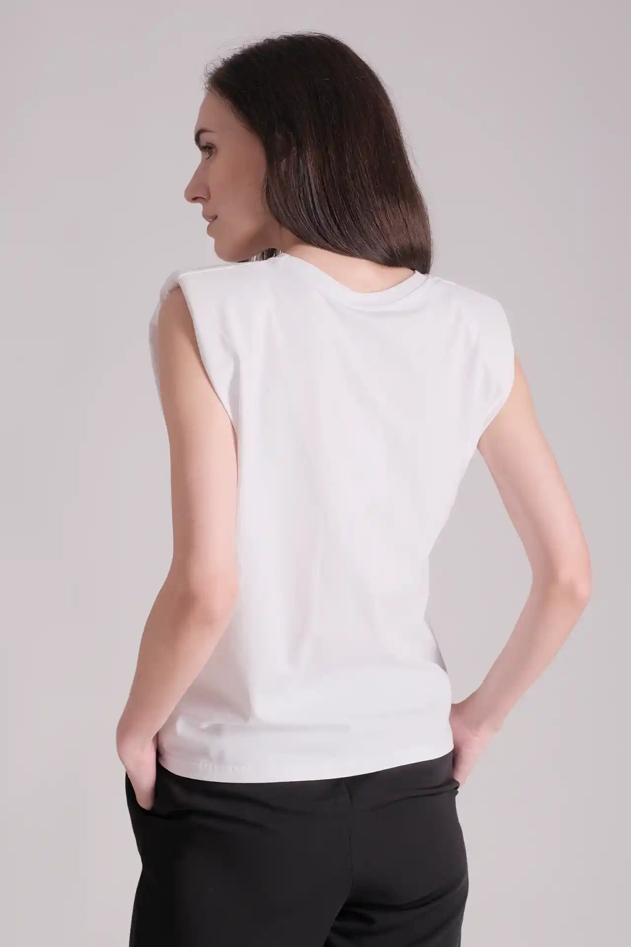 SPWJ0421 - Women's Essential Organic Cotton Shoulder Pad Tee - White