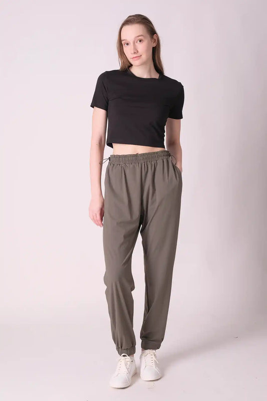 SPWJ0423 - Women's Essential Stretchy Cotton Modal Crop Top - Black