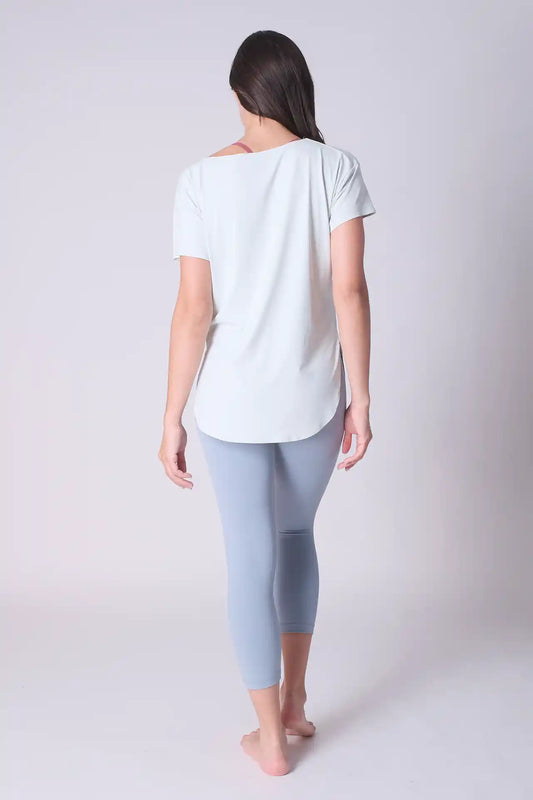 SPWJ0425 - Women's Seamless Wide Neck Curved Hem Yoga Tee - Mint