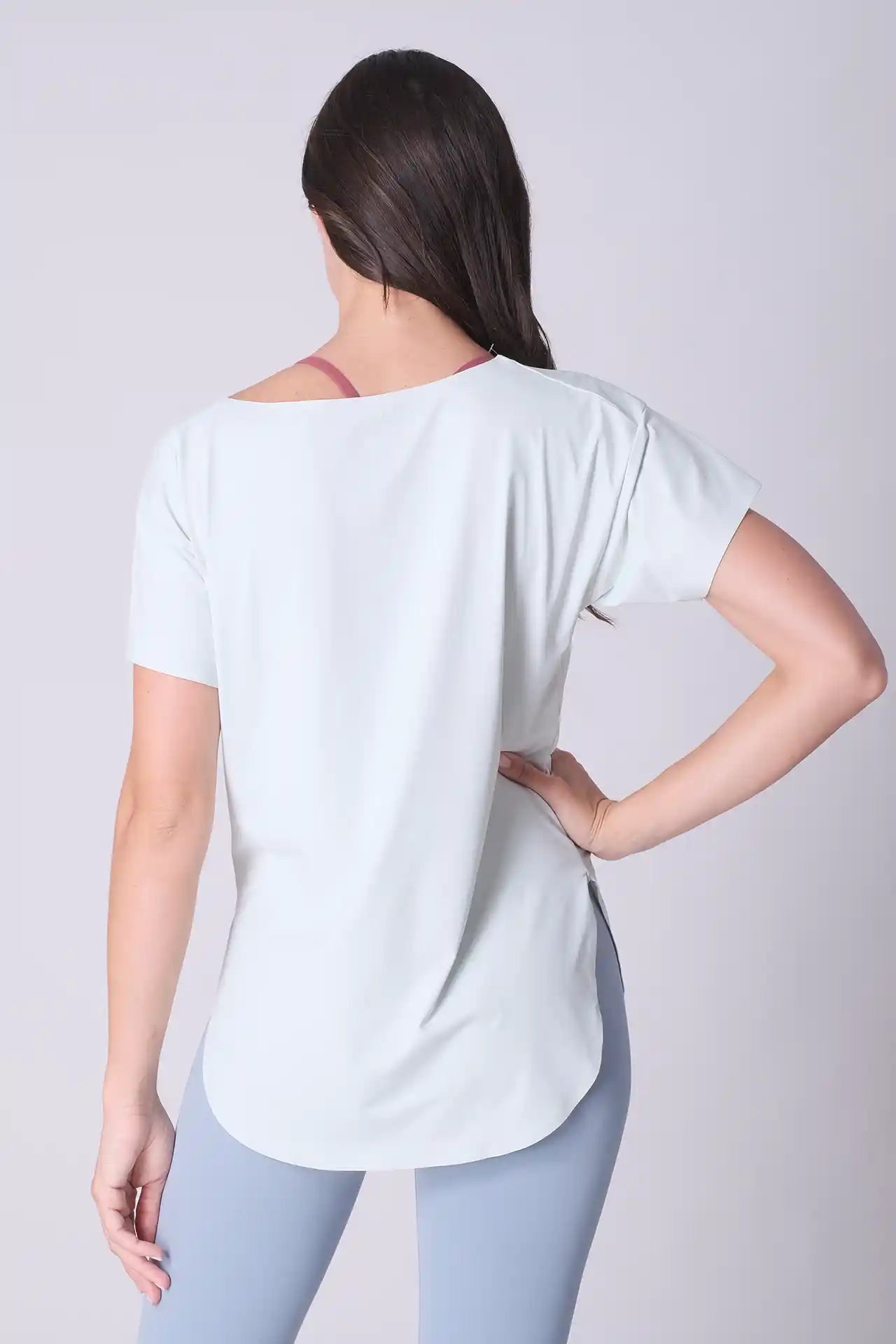 SPWJ0425 - Women's Seamless Wide Neck Curved Hem Yoga Tee - Mint