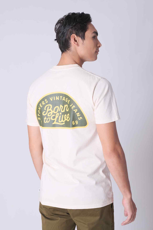 SPJ0434B - Mid-weight Double Yarn 6.5 oz Garment Dye Classic Cotton Tee - Natural