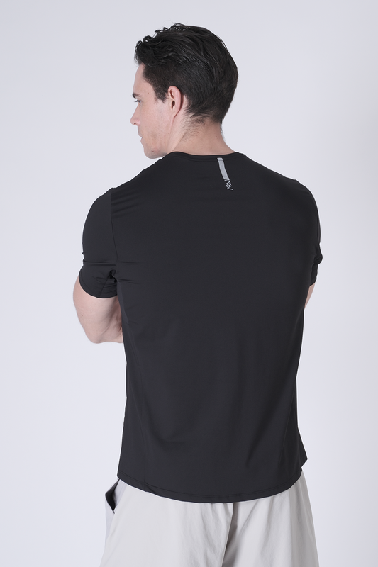 SPJ0437 - Ultra 4-Way Stretch Nylon Short Sleeve Training Tee - Black