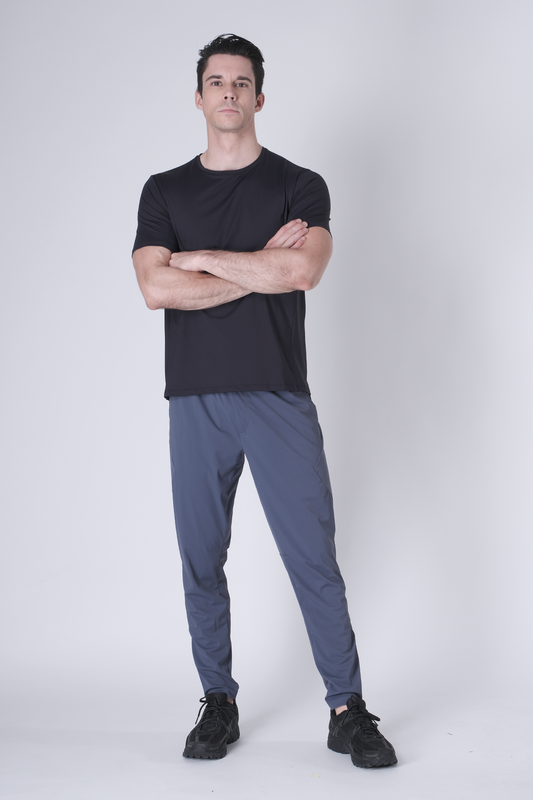 SPJ0437 - Ultra 4-Way Stretch Nylon Workout Short Sleeve Training Tee - Navy