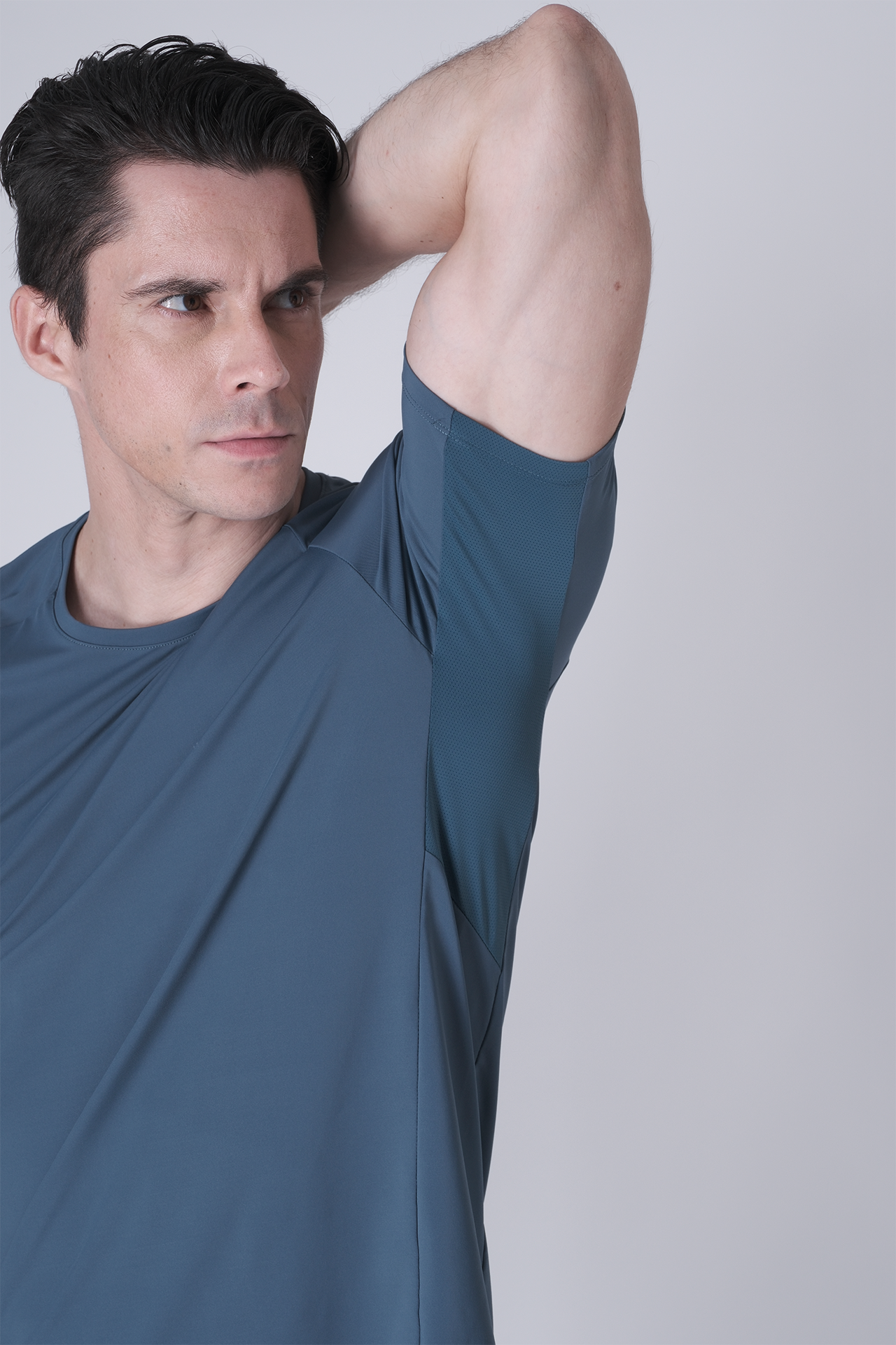 SPJ0438 - Ultra 4-Way Stretch Nylon Raglan Sleeve Training Tee - Ash Blue