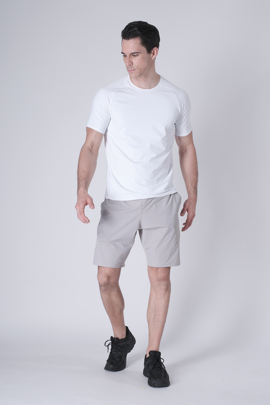 SPJ0438 - Ultra 4-Way Stretch Nylon Workout Raglan Sleeve Training Tee - White