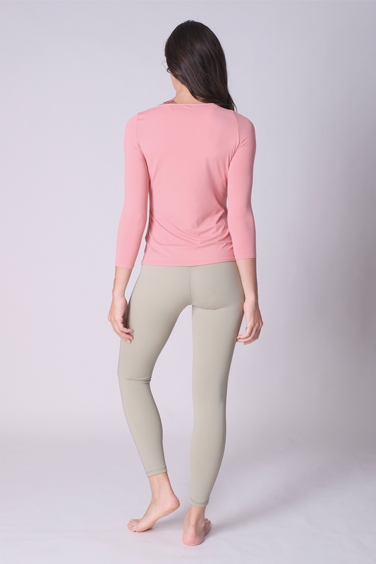 SPWJ0443 - Women's Wide Neck Yoga Top - Pink