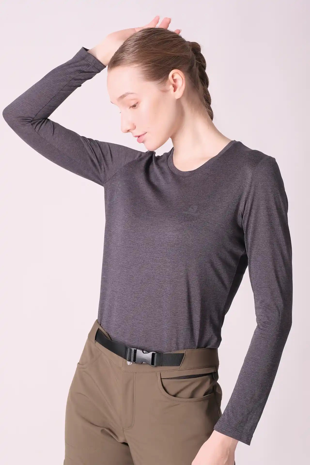 SPWJ0452 - Women's Crewneck LS Top - Dark Grey