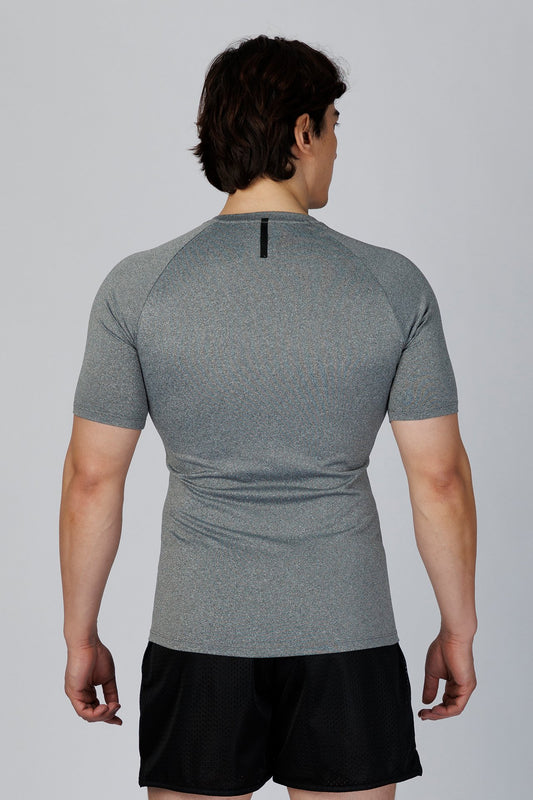SPJ0457 - Tight Fit 4-Way Stretch Raglan Sleeve Training Tee - Heather Grey