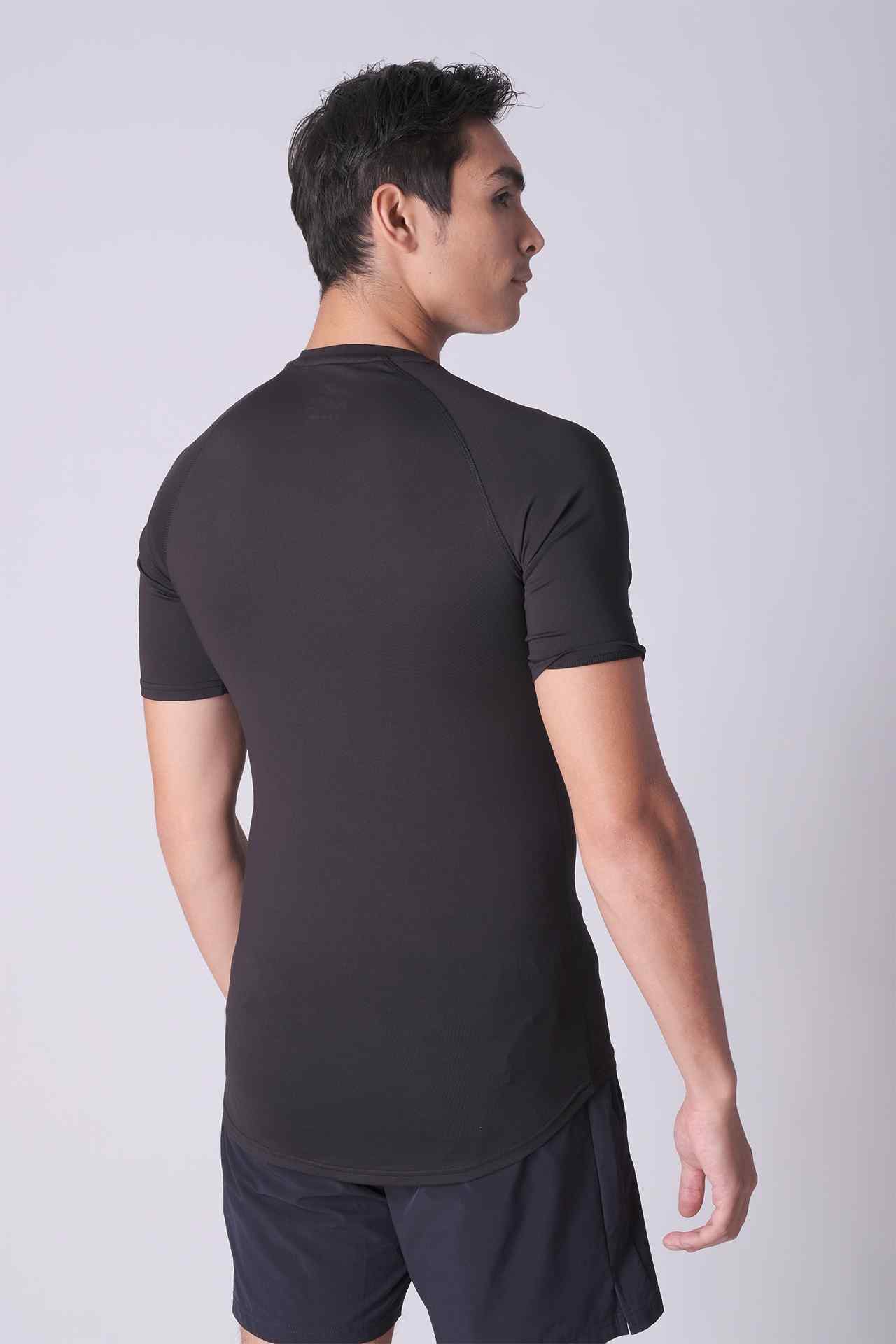 SPJ0458 - Tight Fit 4-Way Stretch Raglan Sleeve Training Tee - Black