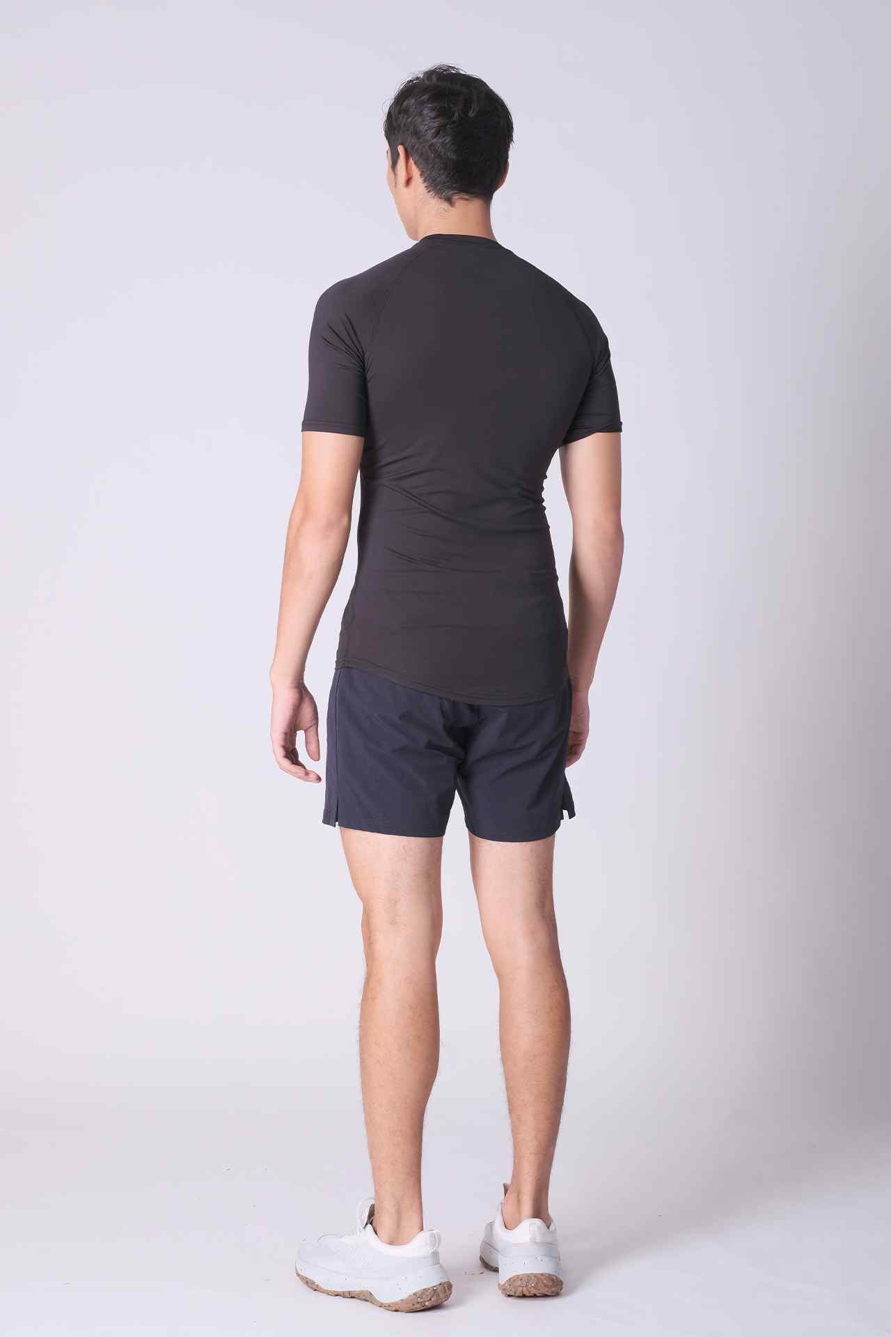 SPJ0458 - Tight Fit 4-Way Stretch Raglan Sleeve Training Tee - Black