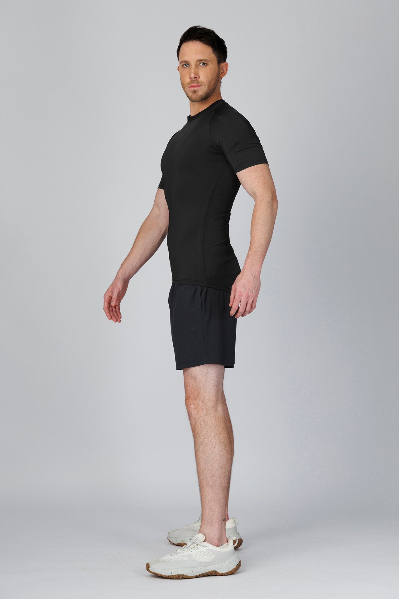 SPJ0458 - Tight Fit Ultra 4-Way Stretch Raglan Sleeve Training Tee - Black