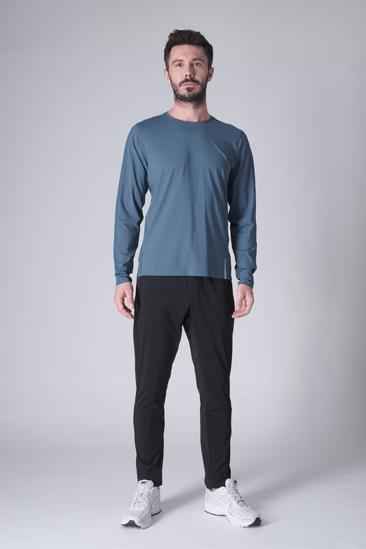 SPJ0467 - Ultra 4-Way Stretch Nylon Raglan Long Sleeve Training Tee - Ash Blue