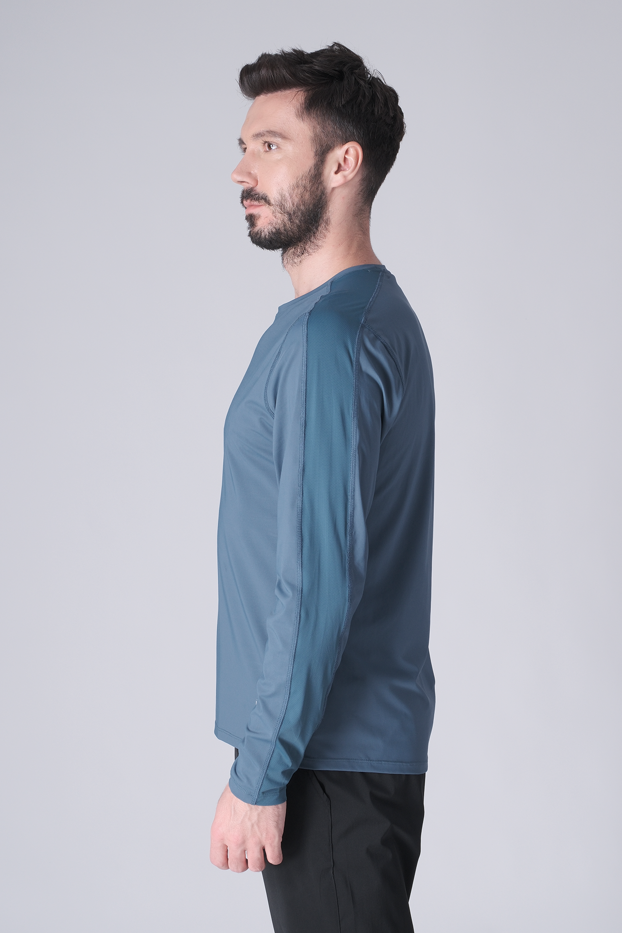 SPJ0467 - Ultra 4-Way Stretch Nylon Raglan Long Sleeve Training Tee - Ash Blue