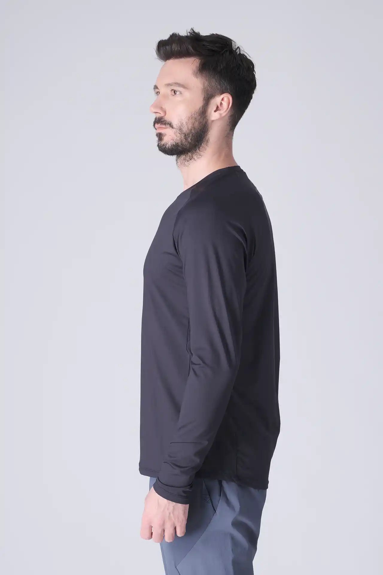 SPJ0467 - Ultra 4-Way Stretch Nylon Raglan Long Sleeve Training Tee - Navy