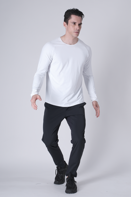 SPJ0467 - Ultra 4-Way Stretch Nylon Raglan Long Sleeve Training Tee - White