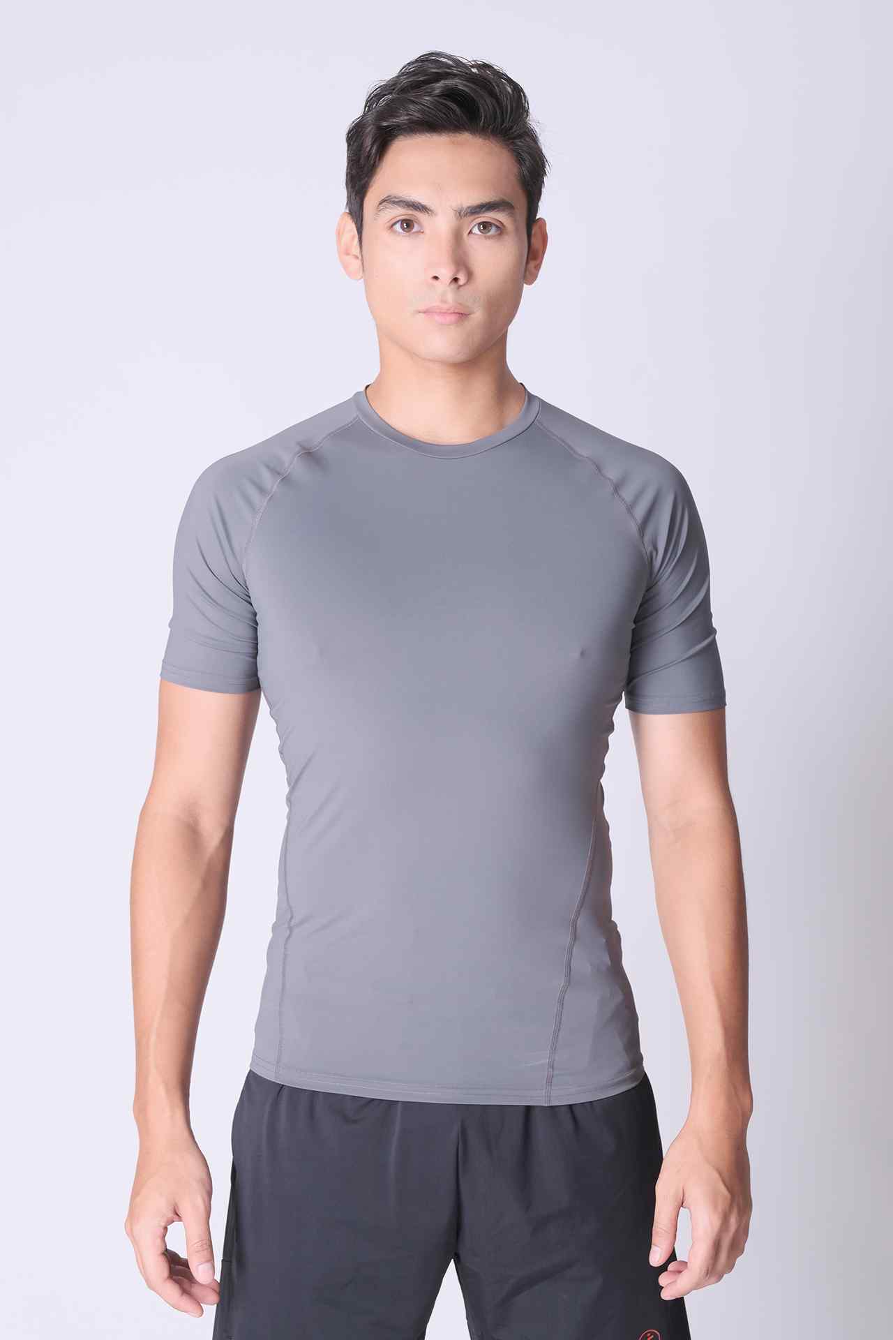SPJ0458 - Tight Fit Ultra 4-Way Stretch Raglan Sleeve Training Tee - Grey