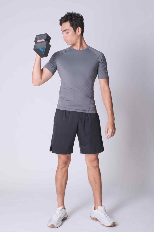 SPJ0458 - Tight Fit Ultra 4-Way Stretch Raglan Sleeve Training Tee - Grey