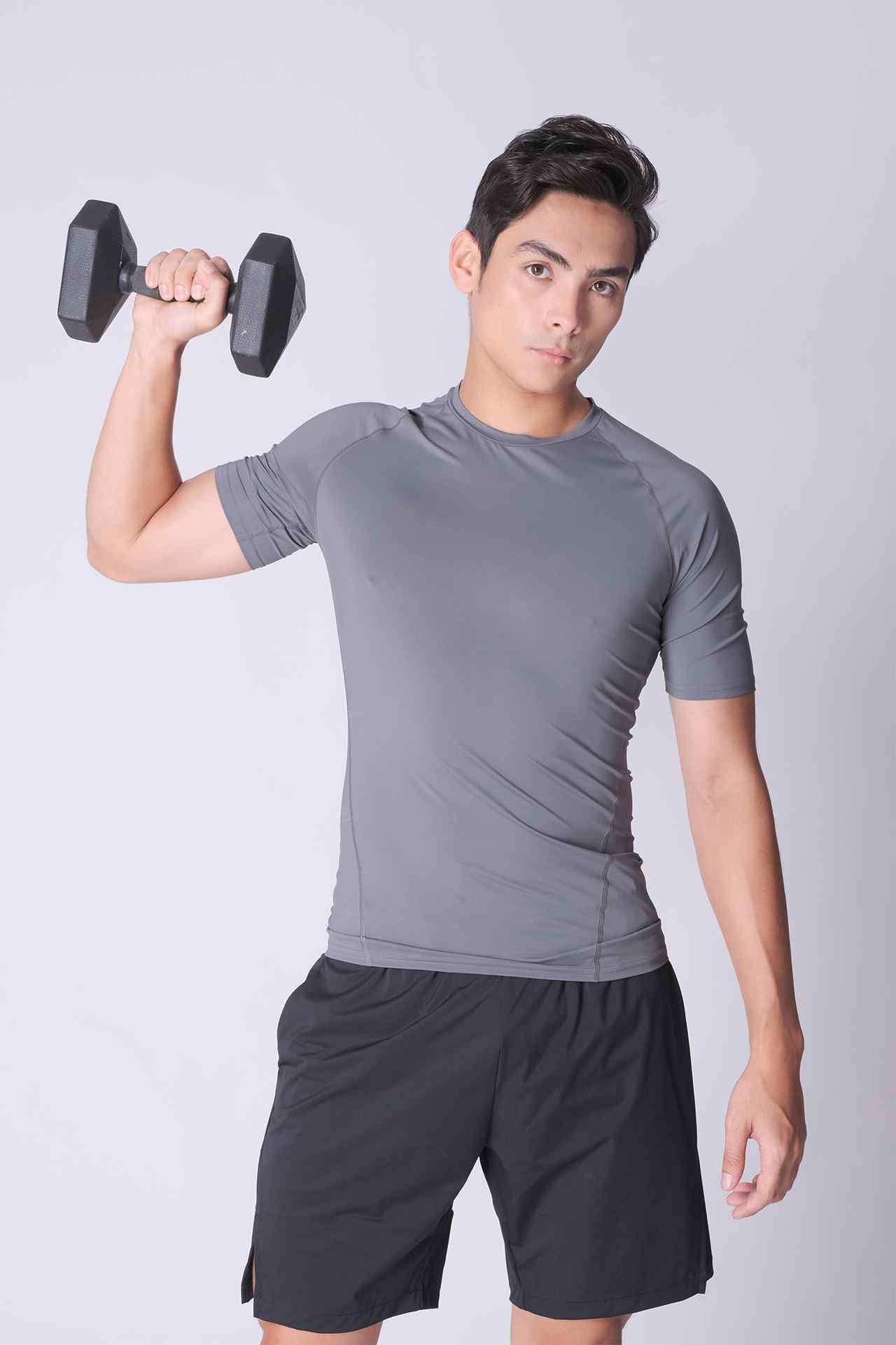 SPJ0458 - Tight Fit Ultra 4-Way Stretch Raglan Sleeve Training Tee - Grey