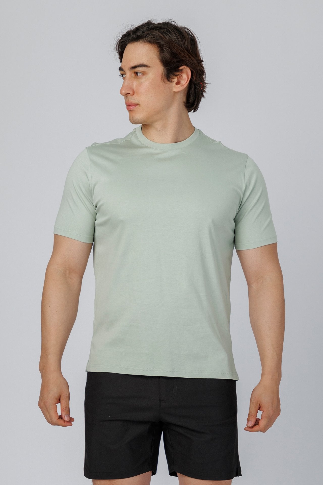 SPJ0489 - Finest US Supima Cotton Crew Neck Straight Hem Short Sleeve T-Shirt - Agave