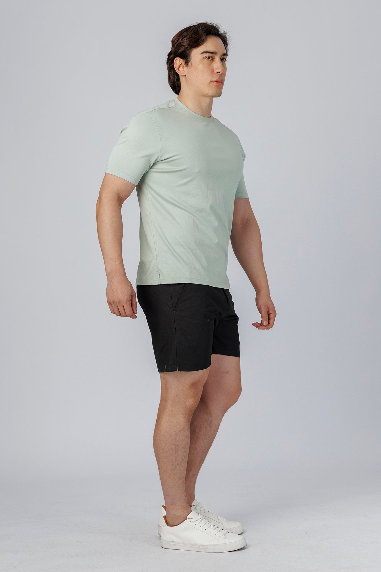 SPJ0489 - Finest US Supima Cotton Crew Neck Straight Hem Short Sleeve T-Shirt - Agave