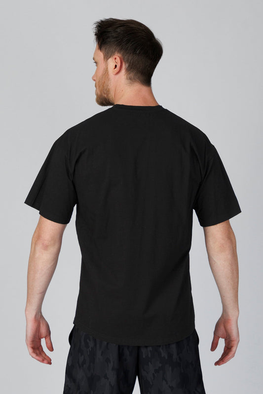 SPJ0491 - Ultra Soft Stretch Cotton Drop Shoulder Training Tee - Black