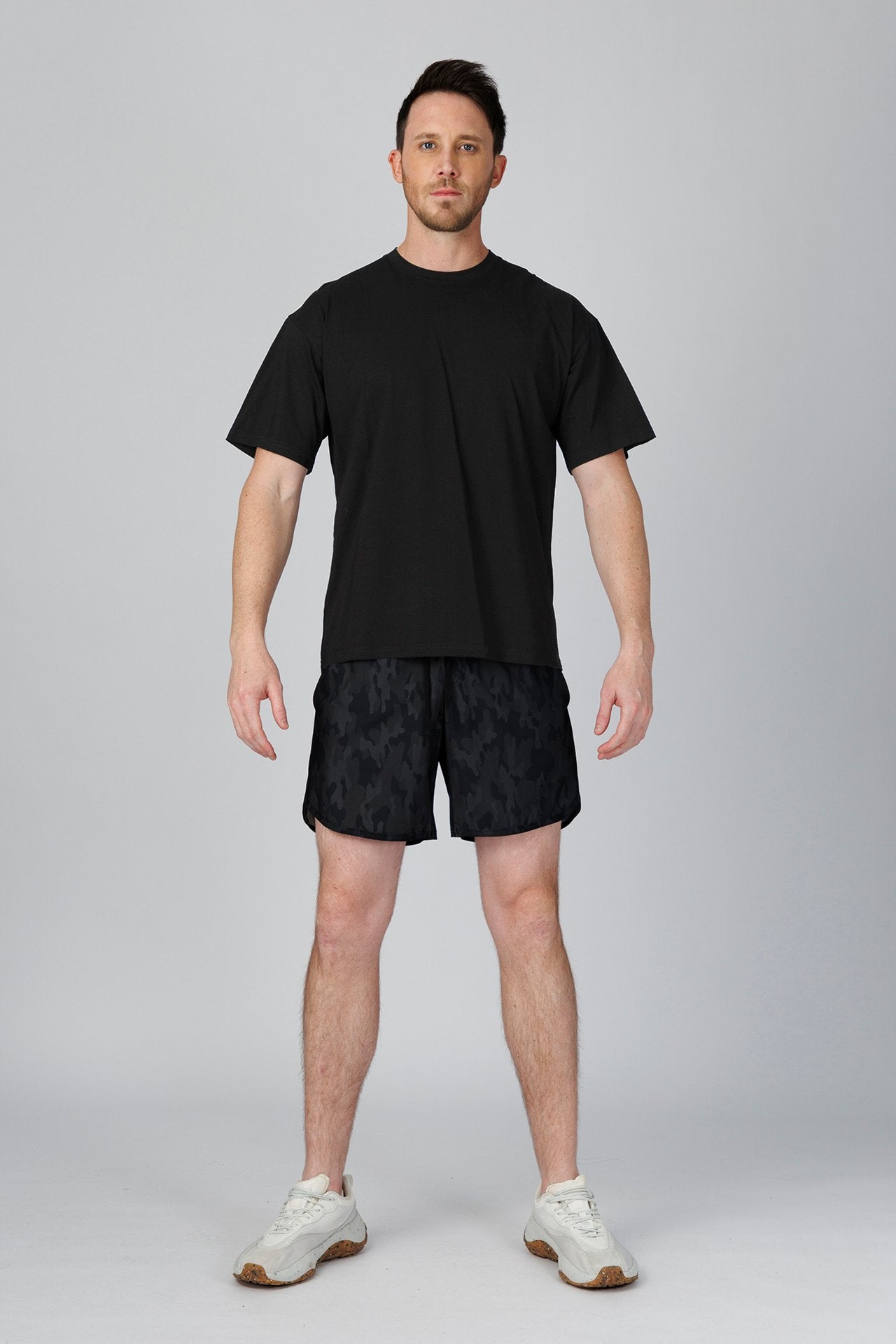 SPJ0491 - Ultra Soft Stretch Cotton Drop Shoulder Training Tee - Black
