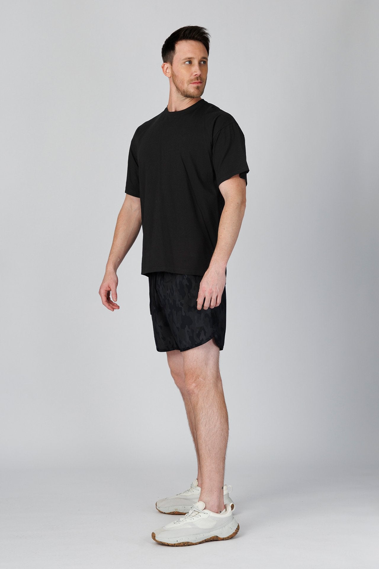 SPJ0491 - Ultra Soft Stretch Cotton Drop Shoulder Training Tee - Black