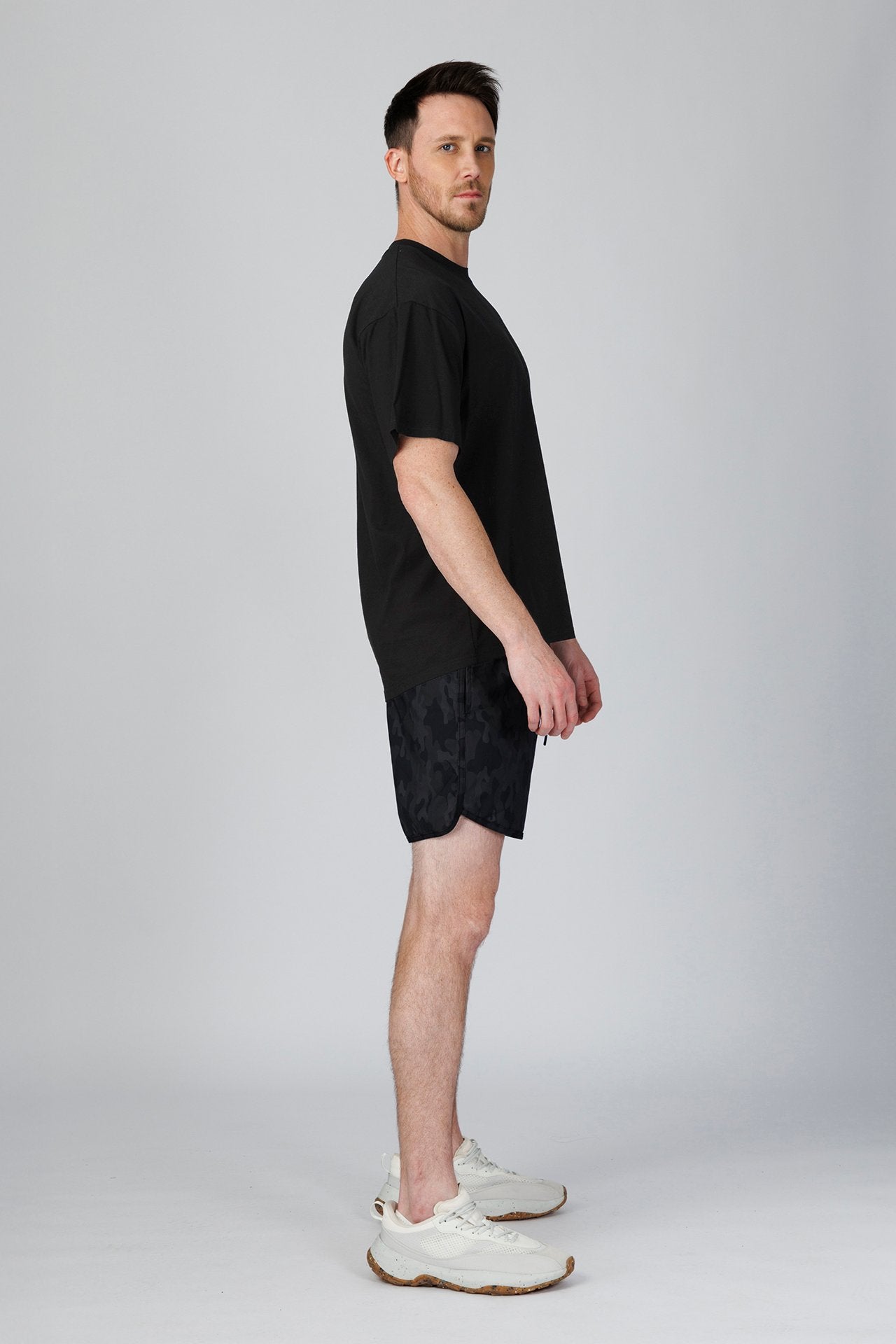 SPJ0491 - Ultra Soft Stretch Cotton Drop Shoulder Training Tee - Black