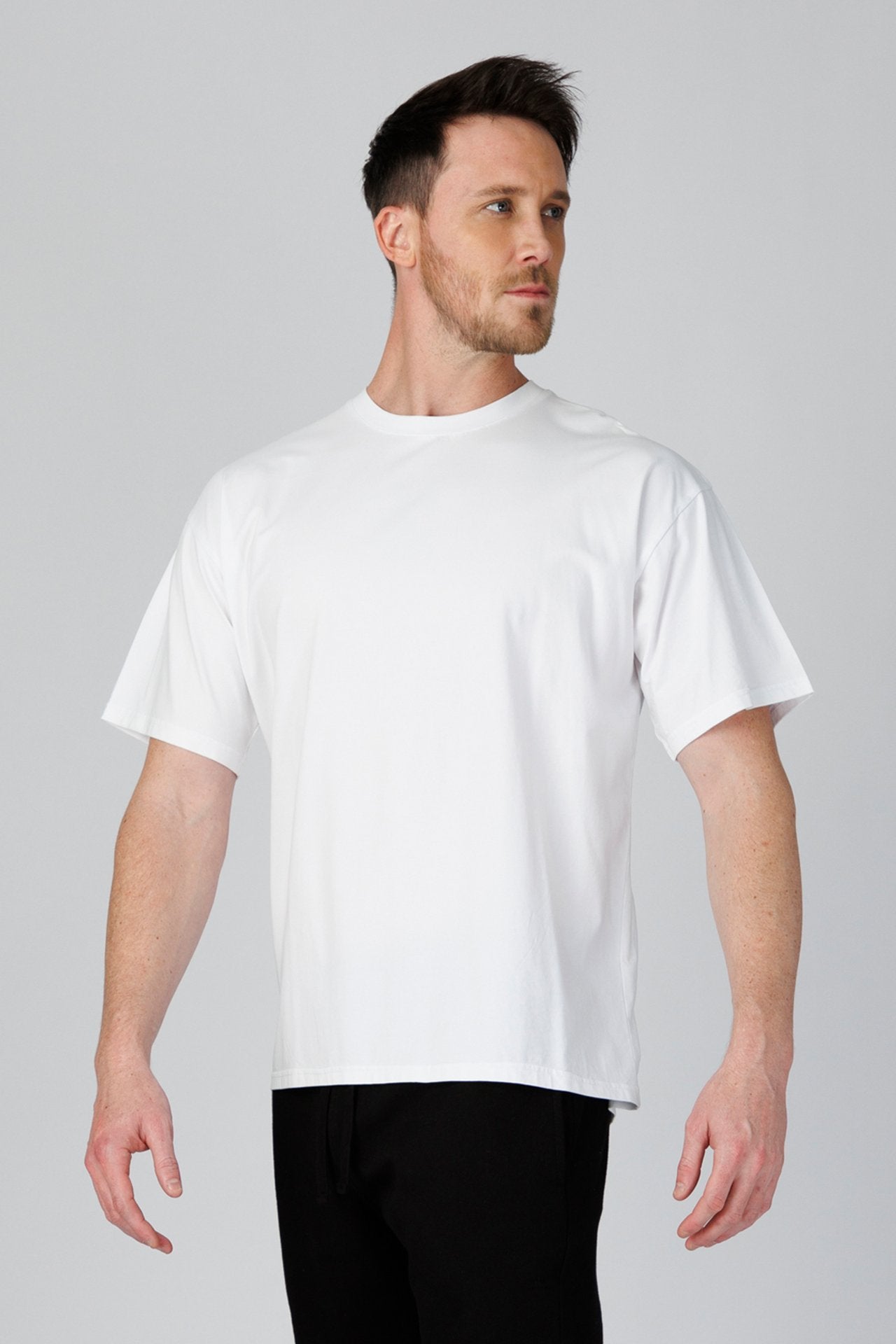 SPJ0491 - Ultra Soft Stretch Cotton Drop Shoulder Training Tee - White