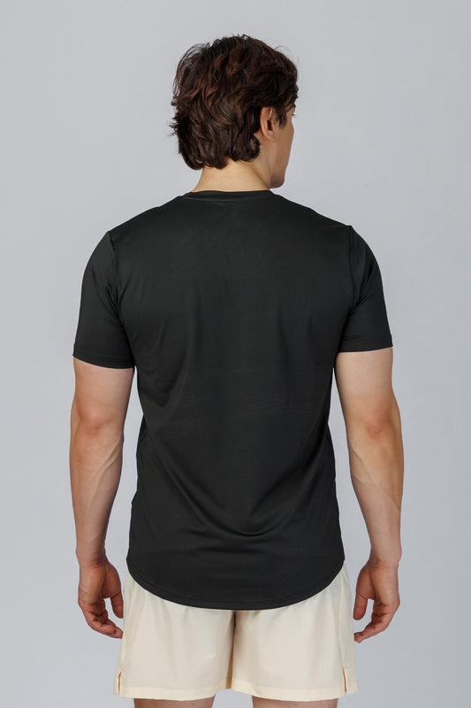 SPJ0492 - Quick-Dry 4-Way Stretch Back Curve Training Tee - Black