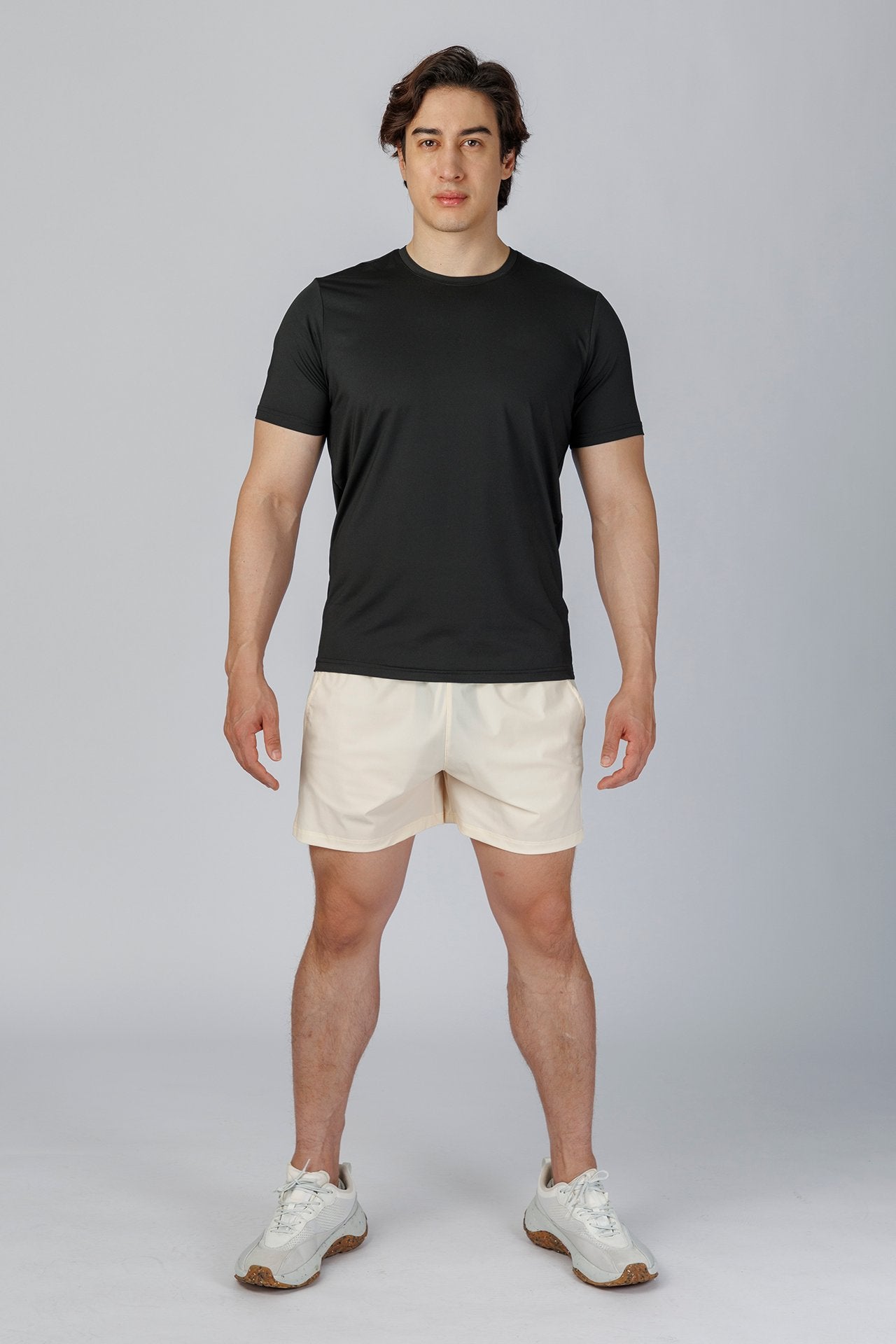 SPJ0492 - Quick-Dry 4-Way Stretch Back Curve Training Tee - Black