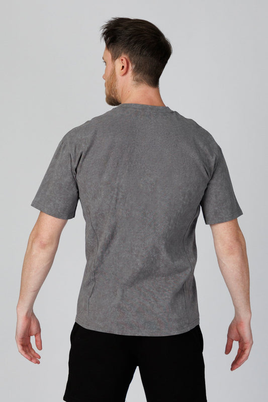 SPJ0493 - Relaxed Fit Crew Neck Cotton Training Batik Wash Tee - Washed Grey