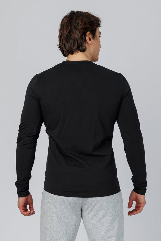 SPJ0509 - Ultra Soft Stretch Cotton Essential Long Sleeve Tee - Black